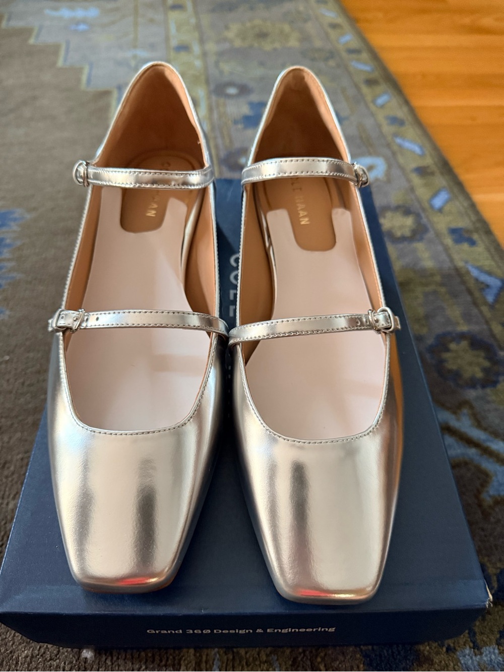 Cole Haan Paxton  Mary Janes in “Silver Specchio” Size 10
